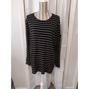 Lauren Ralph Lauren Women's Black Gold Striped Long Sleeve Knit Top 3X
